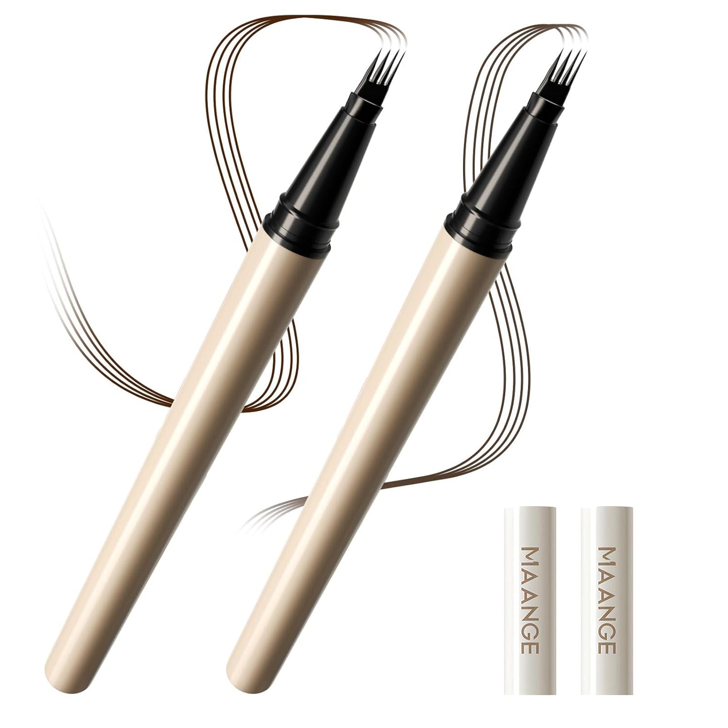 MAANGE Liquid Brow 4-Fork-Tip,Ultra-fine Waterproof EyeBrow Pencil,Long-lasting, Smudge-Proof, Creates Natural Tint,B202+B203-2pcs