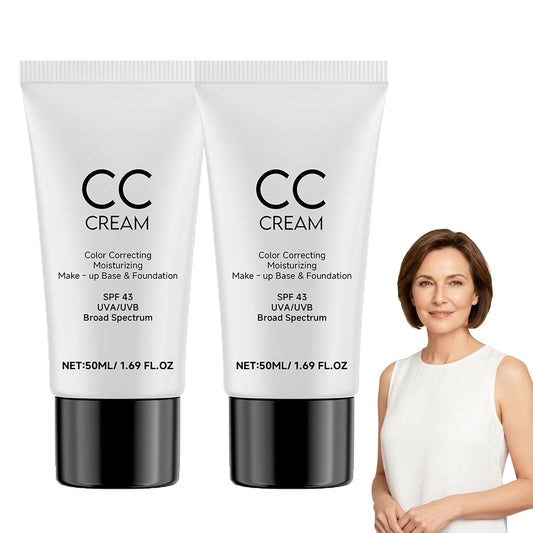 CC Cream for Older Women, Skin Tone Adjusting CC Cream, Self Adjusting for Mature Skin, Even Complexion, Conceals, Moisture & Lightweight, All Skin Types (2PCS)