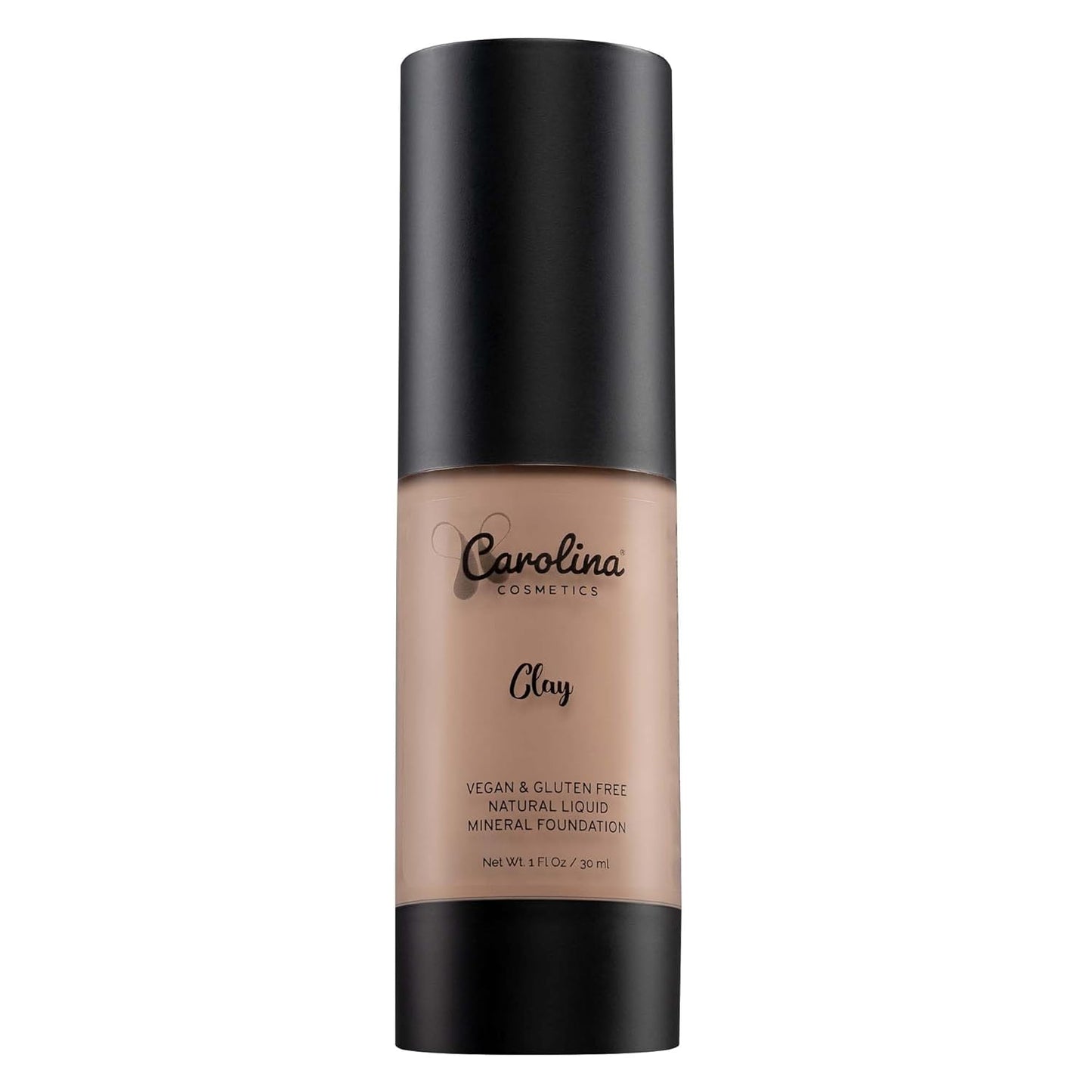 Carolina Cosmetics - Plant-Based Foundation in Clay Shade - Hydrating, Pore-Minimizing & Buildable Coverage - Vegan, Non-GMO, Gluten-Free, Paraben-Free - Sun Protection - 1Fl Oz