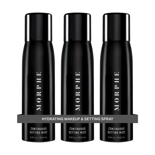 Morphe Continuous Setting Mist - Micro-Fine Makeup Setting Spray with a Natural Radiant Finish - Helps Makeup Resist Caking or Fading & Increases Wear of Foundation (3 Count, 2.8 fl oz)