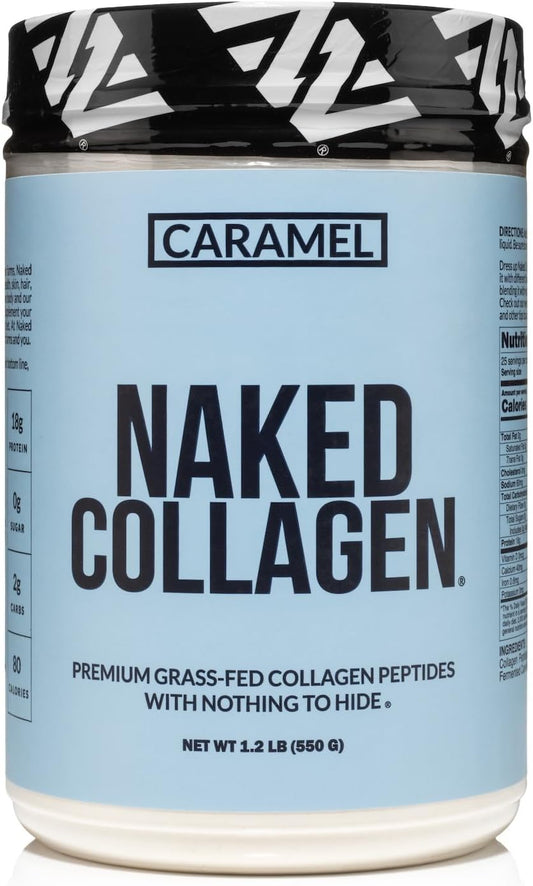 NAKED Caramel Collagen Peptides Protein Powder, 25 Servings, Pasture-Raised, Grass-Fed Hydrolyzed Collagen Supplement, Paleo Friendly, Non-GMO, Keto, Gluten Free, 20oz