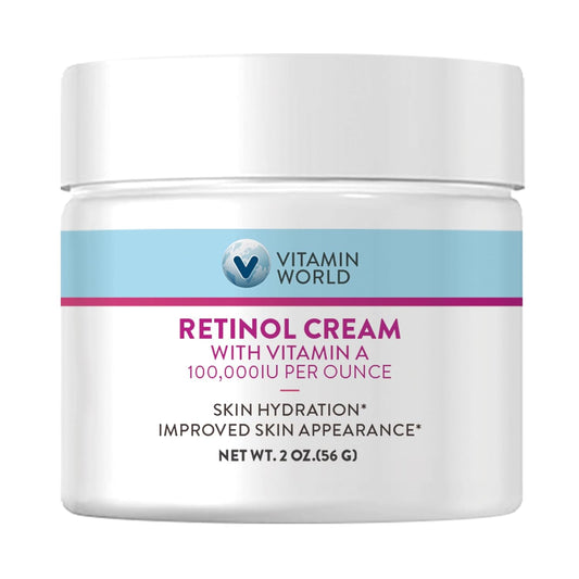 Vitamin World Retinol Cream 100,000 IU 2 oz., Gentle Retinol Night Cream for Face with Retinyl Palmitate & Dual Vitamin E & Coconut Oil, Face Moisturizer, Anti-Aging Wrinkle Cream