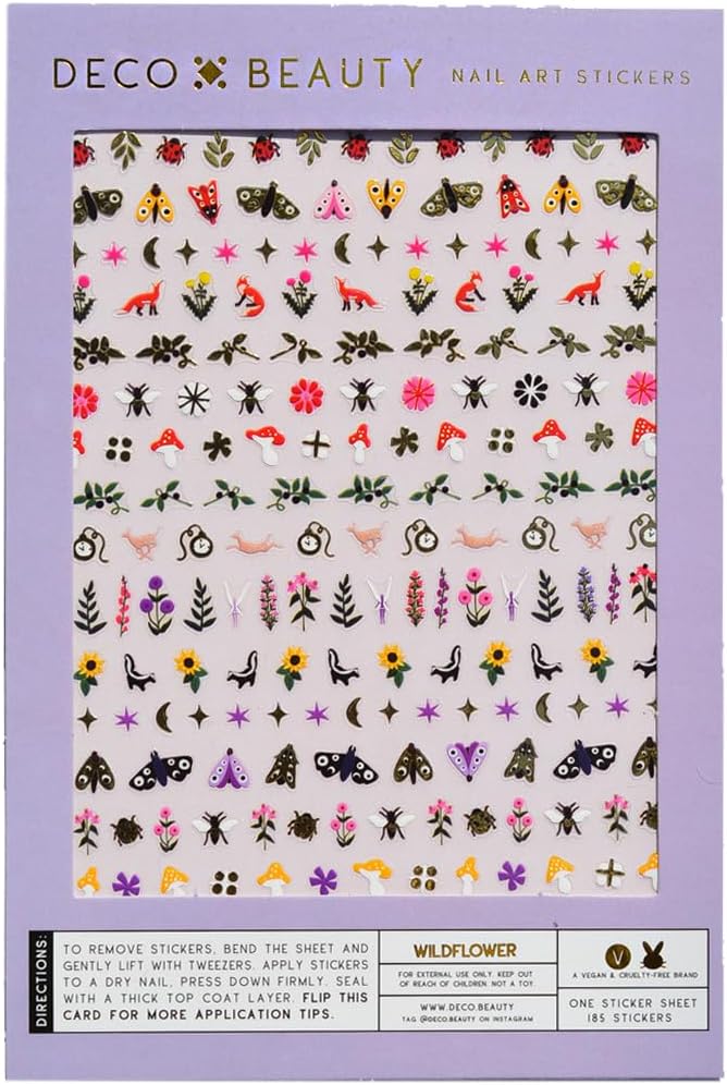 Deco Beauty Wildflower Nail Stickers - Lightweight & Easy-to-Apply Nail Art with Cute & Trendy Designs - Durable & Long-Lasting Nail Stickers for Women, Ideal for DIY Manicures
