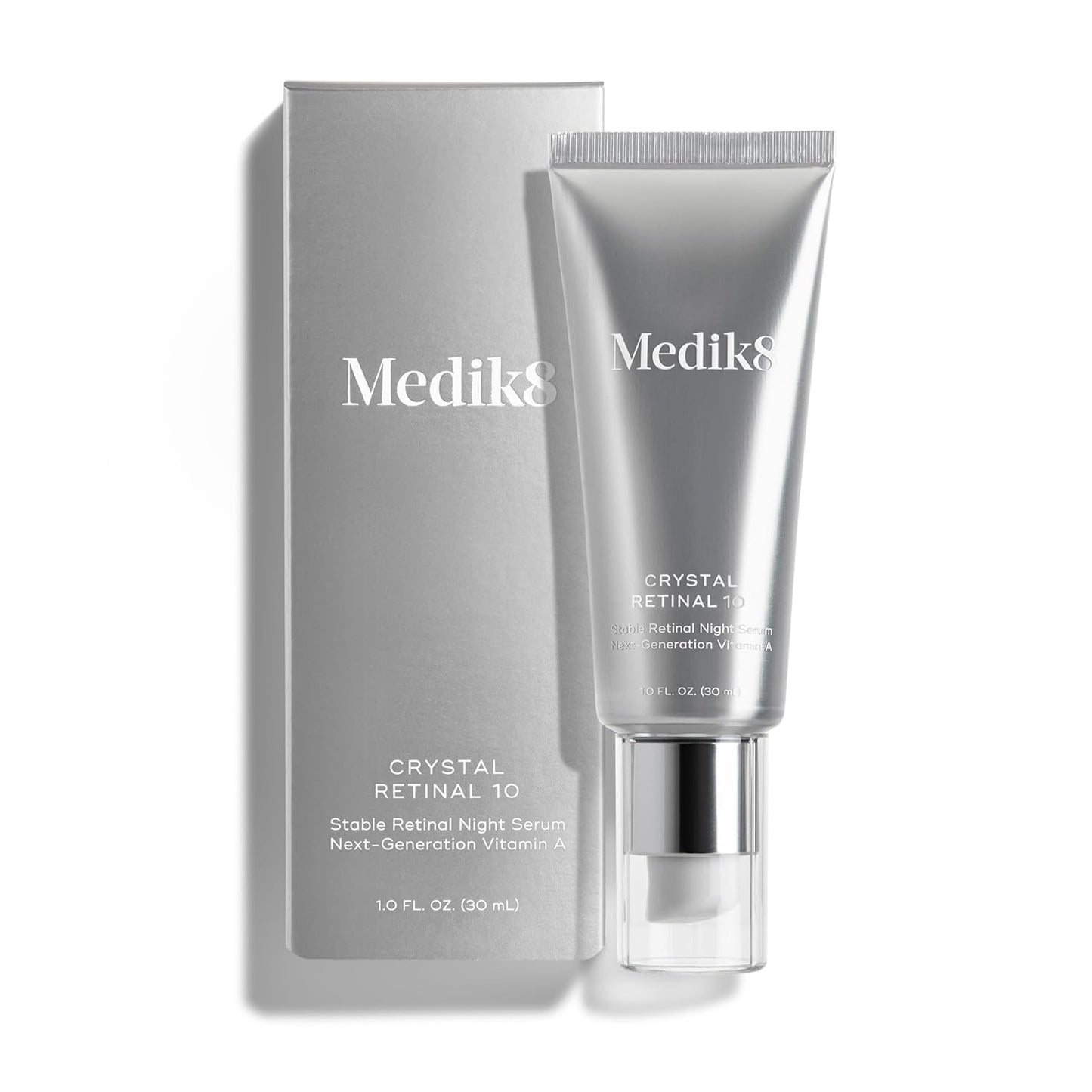 Medik8 Crystal Retinal 10 - Firming, Advanced Skin Retinaldehyde Face Serum - Night Serum with Hyaluronic Acid and Vitamin E - Gluten Free - 1 oz