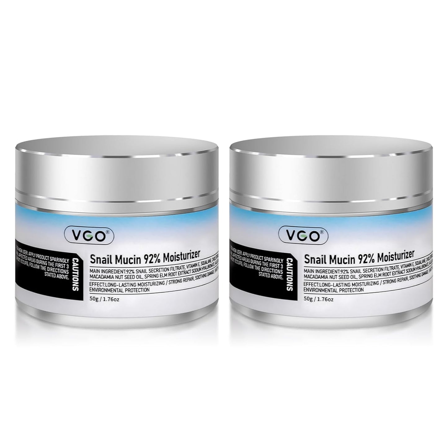VGO 2 Pack 92% Snail Mucin Moisturizer, Anti Aging, Skin Repair & Hydrating Face Cream with Ceramide & Vitamin E