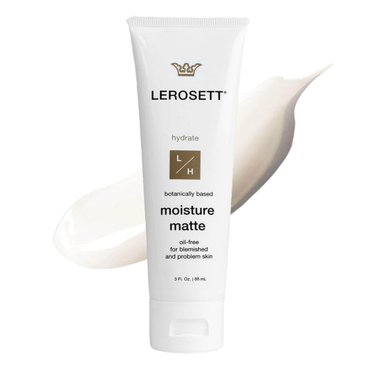 LEROSETT Oil-Free Moisturizer for Oily & Sensitive Skin, Lightweight Matte Hydration, Vegan Moisturizer, Aloe-Based with Vit-B5 + 7 Soothing Herbals, Non-comedogenic, Fragrance Free - 3 oz
