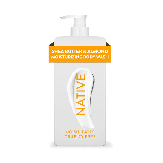 Native Moisturizing Body Wash Contains Naturally Derived Ingredients | For Women & Men, Sulfate, Paraben, & Dye Free Leaving Skin Soft and Hydrated | Shea Butter & Almond 18 oz