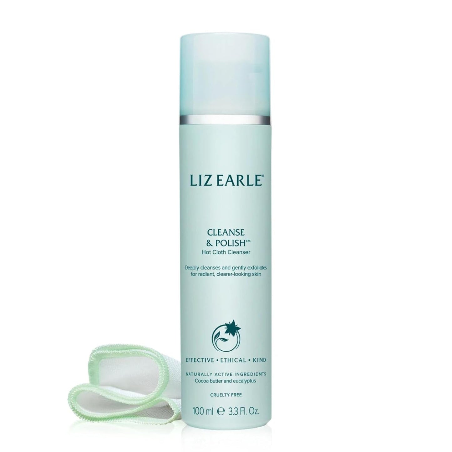 Liz Earle Cleanse & Polish Hot Cloth Face Wash - Gentle Facial Cleanser & Exfoliating Cotton Cloth - Boosts Hydration and Reveals Instant Radiance (100ml)