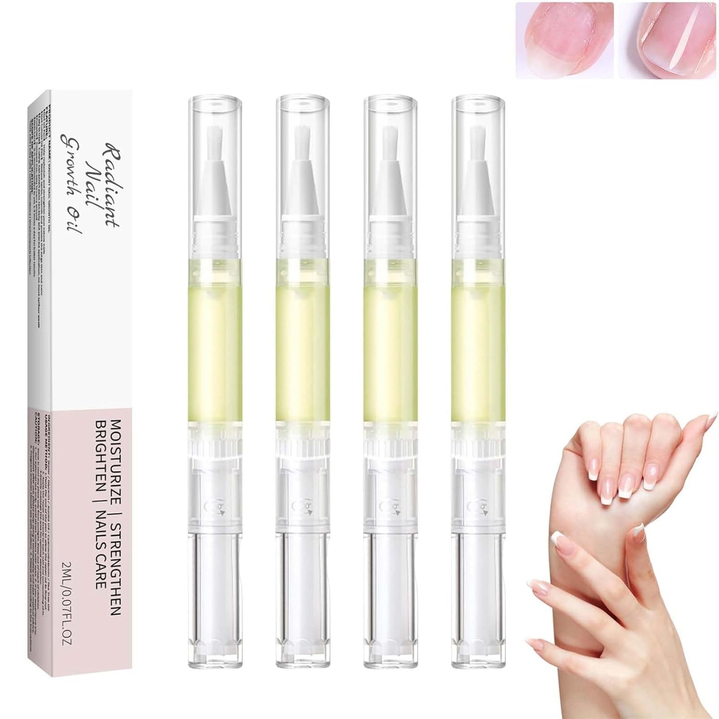 Nail Growth Oil Pen, Nail Strengthener and Hardener for Damaged, Brittle, Thin, Breaking Nails (4PC)