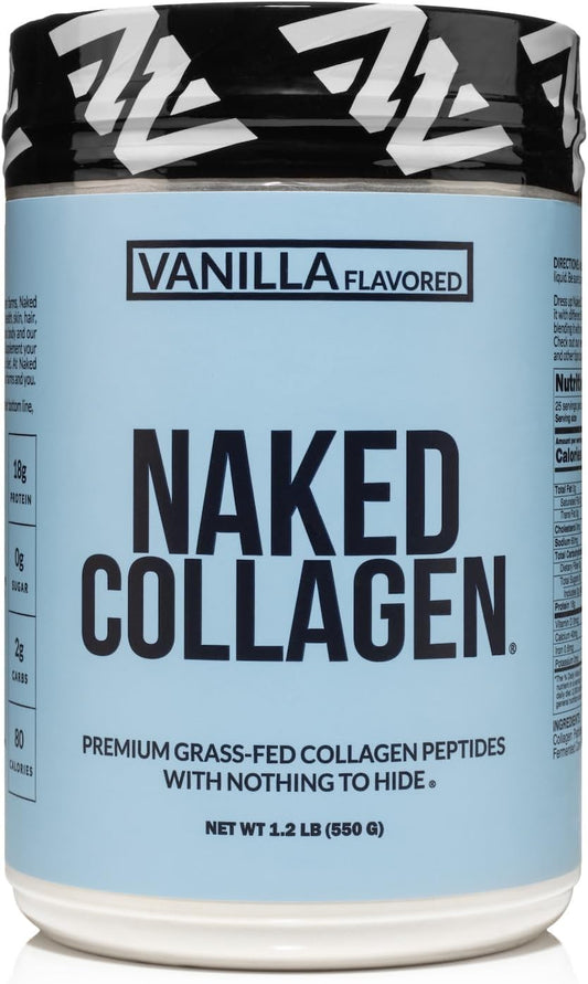 NAKED Vanilla Collagen Peptides Protein Powder, 25 Servings, Pasture-Raised, Grass-Fed Hydrolyzed Collagen Supplement, Paleo Friendly, Non-GMO, Keto, Gluten Free, 19.4oz