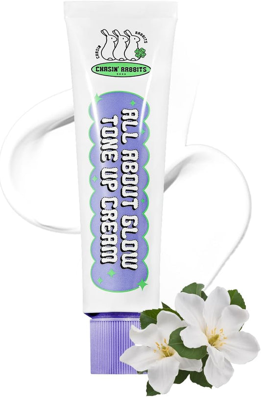 CHASIN' RABBITS All About Glow Tone-up Cream 1.69 fl. Oz, Natural Makeup Base, Dewy Hydration, Long-Lasting Makeup with Soft Texture, Korean Beauty
