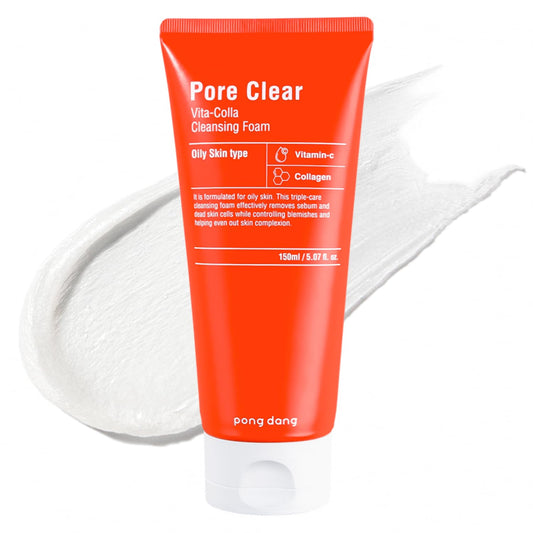 PONGDANG Pore Clear Vita-Colla Cleansing Foam | Oil Control & Deep Pore Cleanse | With Vitamin C & Collagen for Balanced Skin | Korean Skin Care