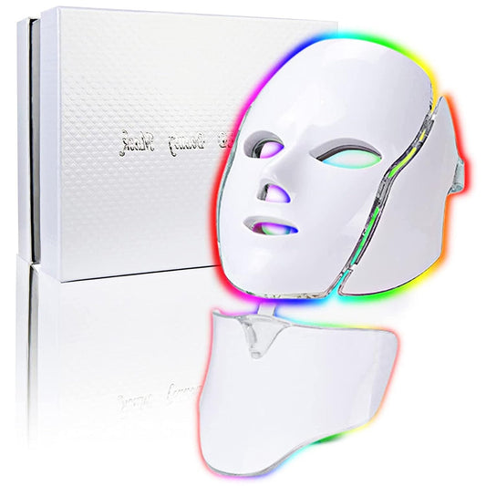 LED Face Mask Light Therapy - 7-Color Professional Facial Skin Care Mask for Anti-Aging, Wrinkle Reduction & Glowing Skin | At-Home Salon with Red, Blue, Green, Yellow, Purple & White Light