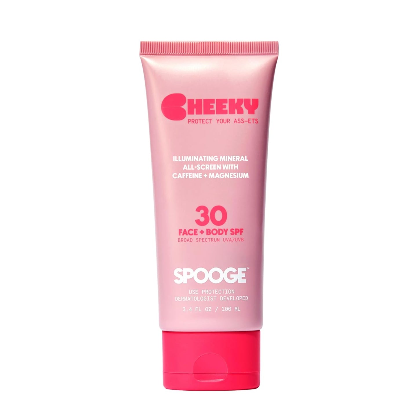 Cheeky Mineral All-Screen - SPF 30 Shimmer Body Sunscreen with Caffeine - Dermatologist Developed & Reef Safe Skincare with Glowy Finish for Beach & Festivals (3.4oz)