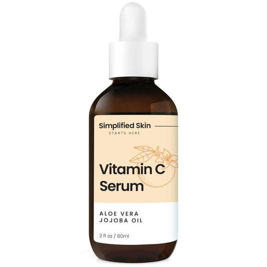 Simplified Skin Vitamin C Face Serum – 20% Vitamin C, Hyaluronic Acid, Vitamin E – for Hydrating & Glowing Skin - Antioxidant Skin Brightening Serum – 2 Fl Oz