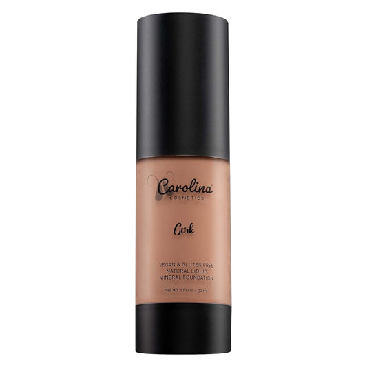 Carolina Cosmetics - Foundation in Cork Shade Plant-Based - Hydrating, Pore-Minimizing & Buildable Coverage - Vegan, Non-GMO, Paraben-Free - 1oz