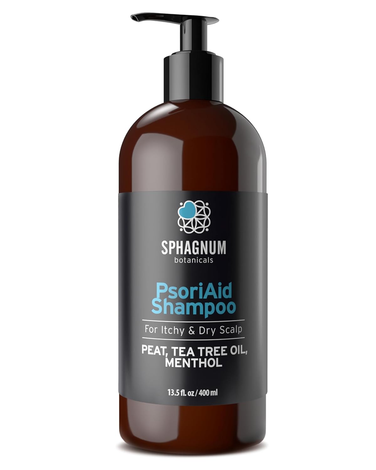 Sphagnum Botanicals Natural Psoriasis Shampoo | 13.5 fl. Oz | Peat Mud & Tea Tree Oil Therapy for Itchy and Red Scalp Treatment. No Coal Tar. Sulfate Free.