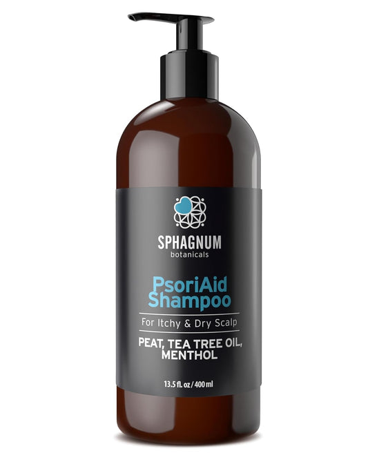 Sphagnum Botanicals Natural Psoriasis Shampoo | 13.5 fl. Oz | Peat Mud & Tea Tree Oil Therapy for Itchy and Red Scalp Treatment. No Coal Tar. Sulfate Free.