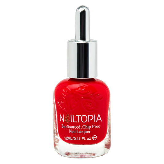 Nailtopia - Plant-Based Chip Free Nail Lacquer - Non Toxic, Bio-Sourced, Long-Lasting, Strengthening Polish - Goodnight Kiss (Red With Blue Undertones) - 0.41oz
