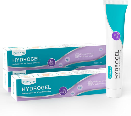 Dimora Antibacterial Gel Wound Dressing-3 Packs 3oz (28gx3), Silver Hydrogel First Aid Ointment for Soothing & Wound Healing, Antibacterial Care for Minor Abrasions, Cuts, Lacerations and Scalds.
