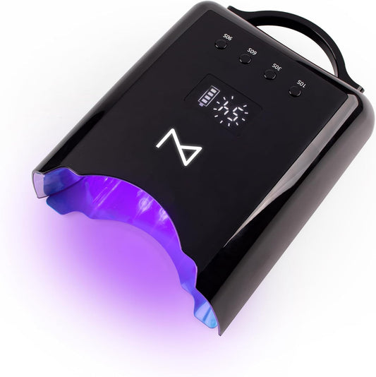 M - NEO Cordless & Rechargeable Nail Curing Lamp 78W with 4 LCD Time Display Timer, Auto Sensor, and Spacious Interior for All Hand Sizes and Nail Lengths (Black)