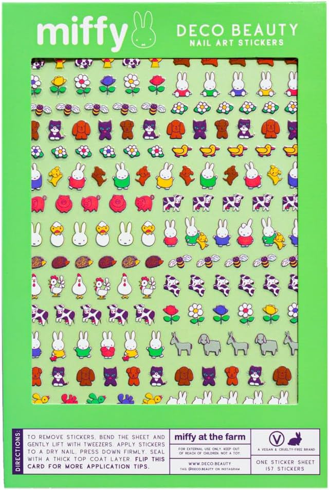 Deco Beauty Miffy at The Farm Nail Stickers - Lightweight & Easy-to-Apply Nail Art with Trendy Design - Durable & Long-Lasting Nail Stickers for Women, Ideal for DIY Manicures & Salon-Quality Nails