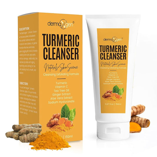 Turmeric Facial Cleanser – Natural Anti-Aging Exfoliating Turmeric Face Wash for Glowing Skin – Helps Clear Acne Scars, Dark Spots, Sun Damage & Discoloration – 5 oz