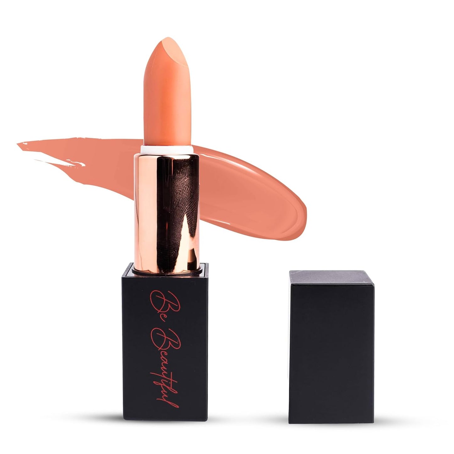 lipstick provides smooth application, long lasting wear non-sticky glides on provides maximum color organic shea butter peachy peach