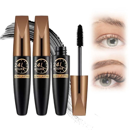 4D Waterproof Silk Fiber Mascara – Long-Lasting, Lengthening & Volumizing, Waterproof & Smudge-Proof, Full, Thick, Exquisitely Defined Lashes All Day (3PC)