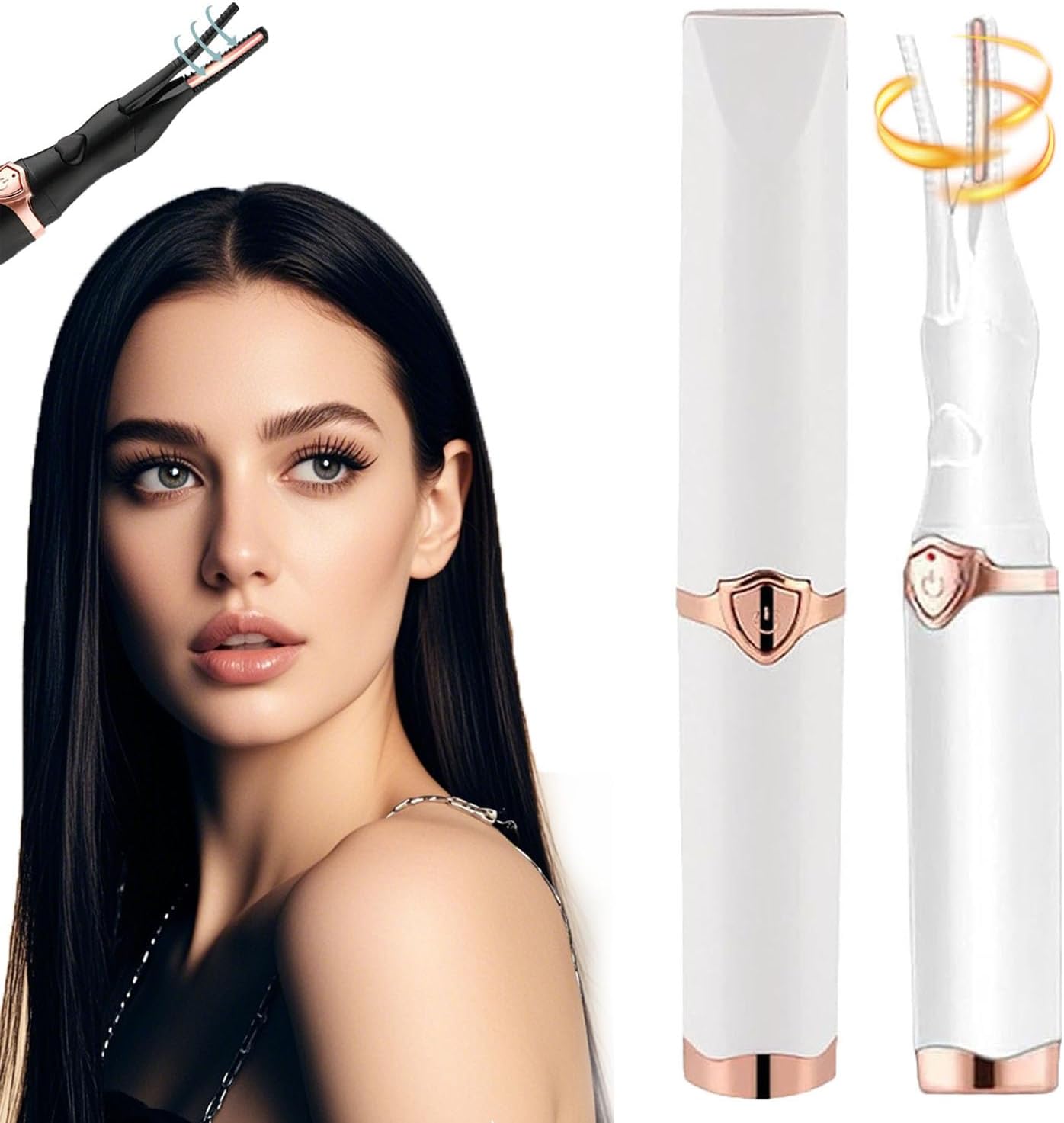 Eaksone - Electric Eyelash Curler, Flutter Curl Eyelash Curler, Fluttercurl EyelashCurler, USB Rechargeable Heated EyelashCurler, Eyelash Heated Curler for Quick Heating Curling (White)