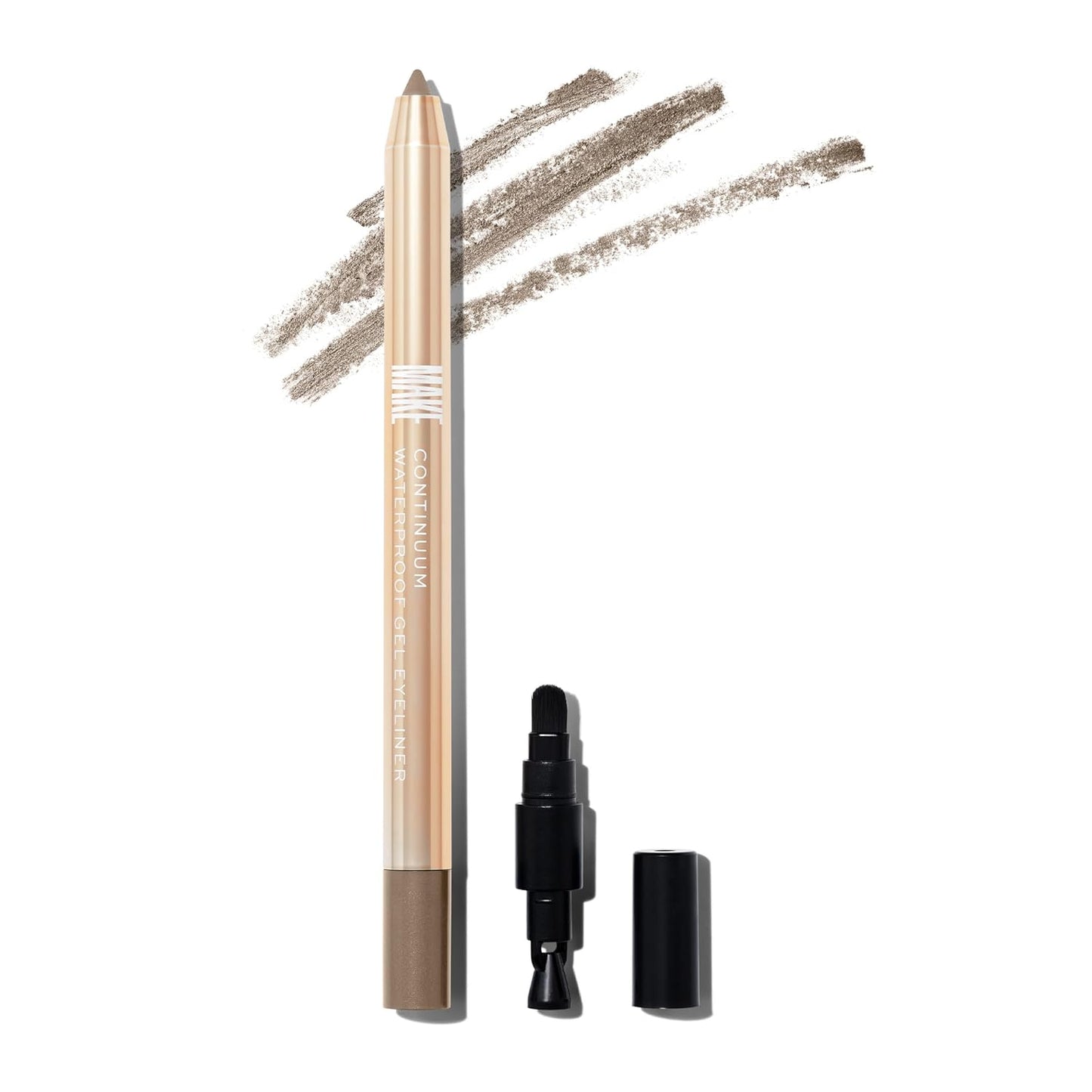 MAKE Beauty Continuum Waterproof Gel Eyeliner Pencil. Creamy, Pigmented Multi-Use, including Waterline with Built-in Sharpener and Blending Brush. Smudge-Proof Makeup. Shade - Halo, Taupe