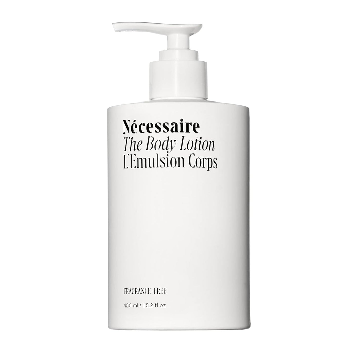 Nécessaire The Body Lotion Fragrance-Free — Unscented Multi-Peptide Body Moisturizer for Women + Men – Non-Comedogenic Lotion for Sensitive Skin – 450ml/15.2 fl oz