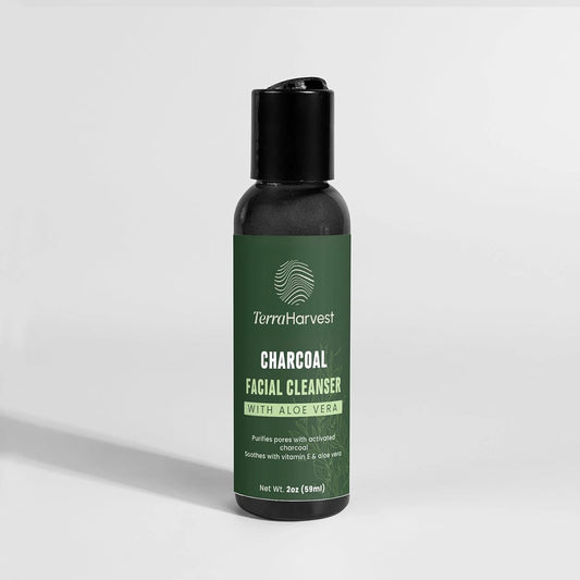 Charcoal Facial Cleanser – Deep Cleansing Face Wash with Activated Charcoal, Aloe Vera & Tea Tree Oil – Removes Dirt, Oil & Makeup – Paraben-Free, Non-Drying Formula – 2 fl oz