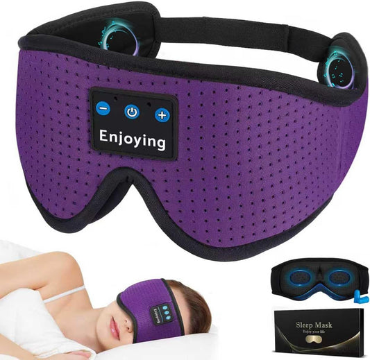 Sleep Headphones, Sleep Mask Bluetooth Wireless Music Eye Mask, Mask with Bluetooth Headphones Ultra-Thin Stereo Speakers Perfect for Sleeping (Purple)