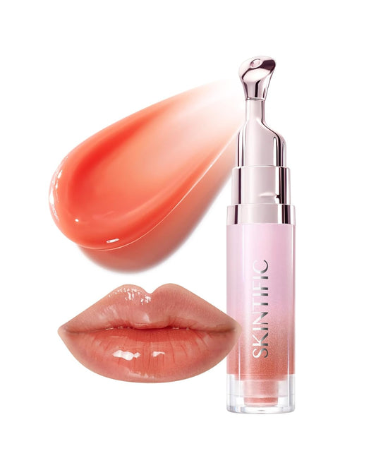 Hydrating Brightening Lip Serum, Smooth Tinted Lip Stain, Plumping Lip Gloss with Polypeptide Squalane, Moisturizing Balms, Brighten Dark Lips, Korean Beauty Makeup (05 Peach Rose)