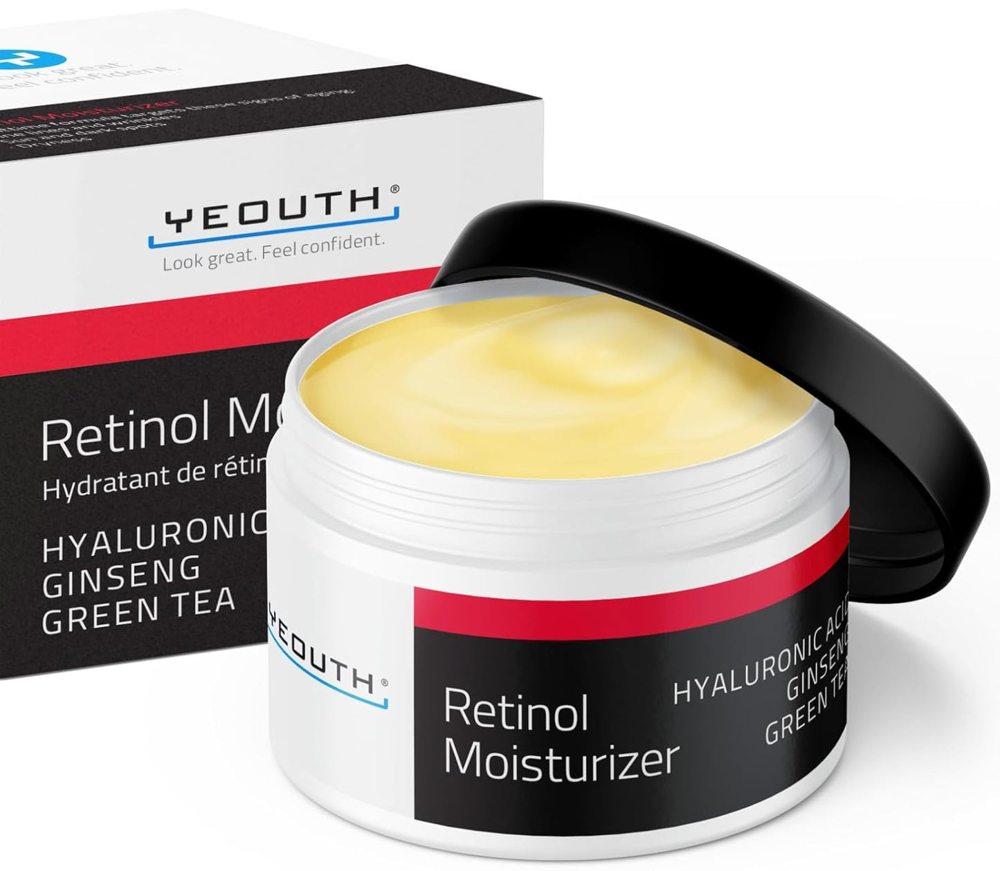 YEOUTH Retinol Cream for Face, Retinol Face Moisturizer for Women and Men with Hyaluronic Acid and Green Tea, Night Moisturizer for a Smoother Appearance 4oz