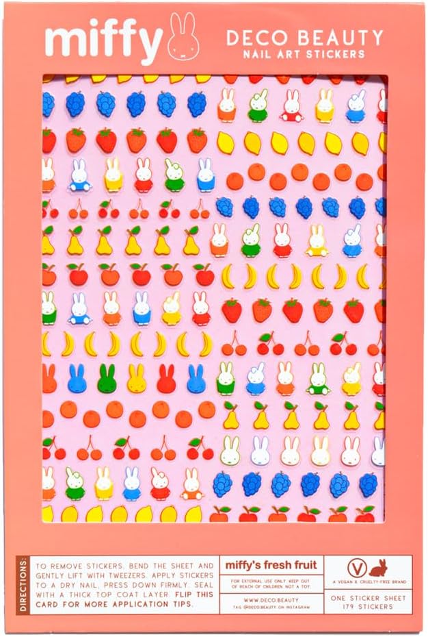 Deco Beauty Miffy's Fresh Fruit Nail Stickers - Lightweight & Easy-to-Apply Nail Art with Trendy Designs - Durable & Long-Lasting Nail Stickers for Women, Ideal for DIY Manicures & Salon-Quality Nails