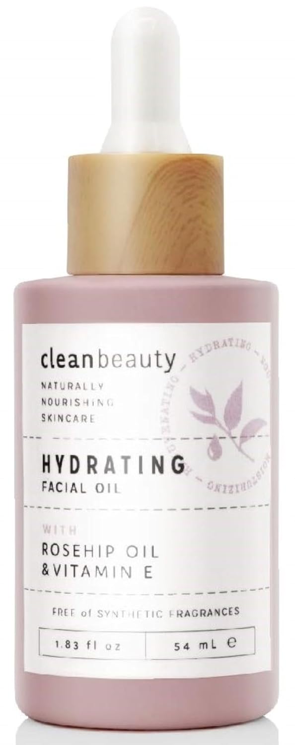 Clean Beauty Hydrating Rose Petal Facial Oil with Rosehip Oil & Vitamin E, Reduce Fine Lines & Dark Spots, Moisturize & Nourish, USA Made (1.83 fl oz)