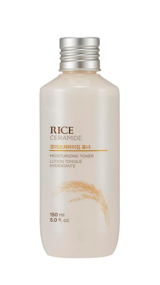 The Face Shop Rice Ceramide Moisturizing Toner - Rice Extract Rice Toner for Face - Strengthens Skin Barrier - Hydrating Targets Dryness - Lightweight Face Moisturizer - Glow Essence Korean Skin Care