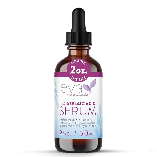 Eva Naturals Azelaic Acid Serum for Face – Niacinamide, Hyaluronic Acid, Vitamins A+C+E – Redness Relief, Dark Spots, Uneven Skin Tone, Texture, Pores, Topical Booster for Clearer, Smoother Skin, 2oz