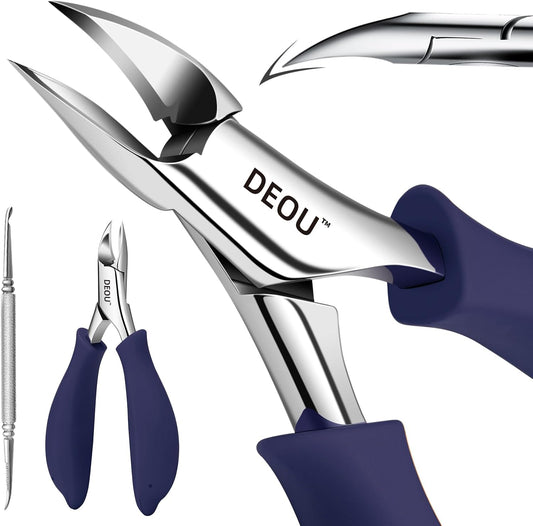 DEOU Podiatrist Toenail Clippers Ingrown Toenail Tools for Thick Nails and Inlaid Nails,Manicure and Pedicure Clippers,Heavy Duty Nail Clippers, Pedicure Tools (Dark Blue+Nail Remover)