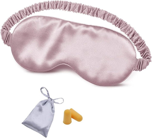 Silk Sleep Mask Eye Mask Blindfold with Double Layer Silk Filling and Elastic Strap for Full Night's Sleep, Travel and Nap, Eye Cover Eyeshade with Luxury Bag and Ear Plugs by OLESILK (Light Plum)