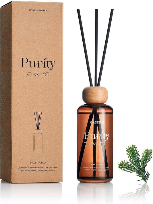 M&SENSE Forest Mint Fir Scent Diffuser: 6.3 fl oz Lime & Lemon Aroma Set with Light & Subtle Fragrance, Long-Lasting Non-Toxic Natural Essential Oil Diffuser for Office Shelf Decor Small Spaces ﻿