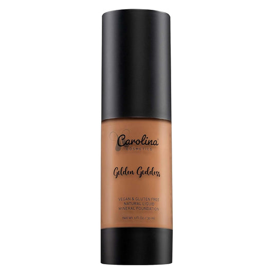 Carolina Cosmetics - Foundation in Golden Goddess Shade Plant-Based - Hydrating, Pore-Minimizing & Buildable Coverage - Vegan, Non-GMO - 1fl oz