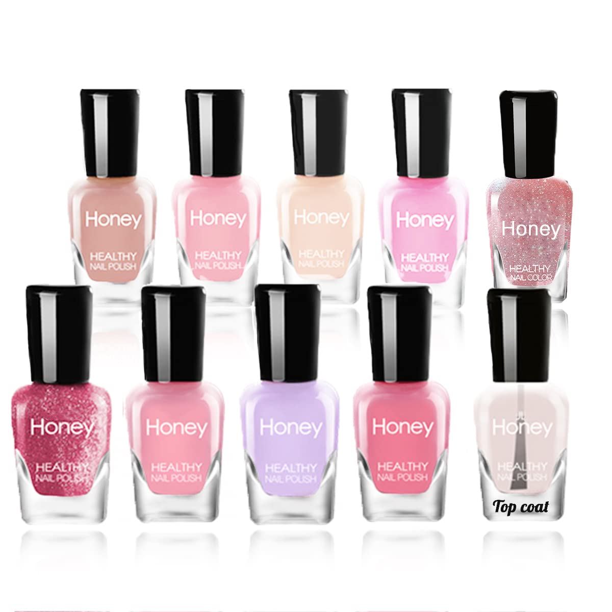 Non Toxic Nail Polish Set, Easy Peel Off and Fast Dry Nail Polish Set for Pack, Eco Friendly and Organic Water Based Nail Polish for Women, Girls, Teens(10 Bottles)