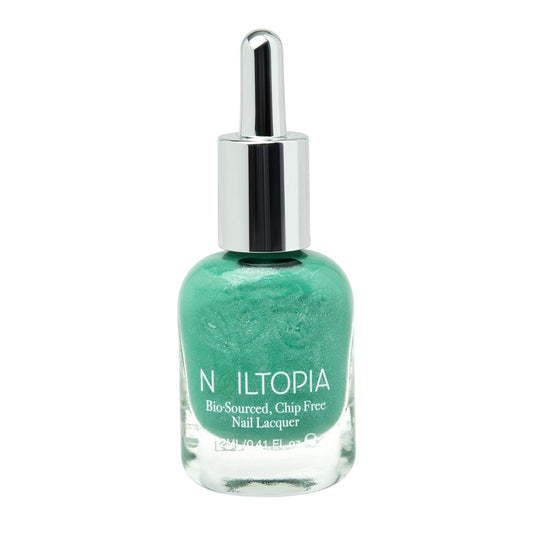 Nailtopia - Plant-Based Chip Free Nail Lacquer - Non Toxic, Bio-Sourced, Long-Lasting, Strengthening Polish - Yacht Week (Medium Green) - 0.41oz