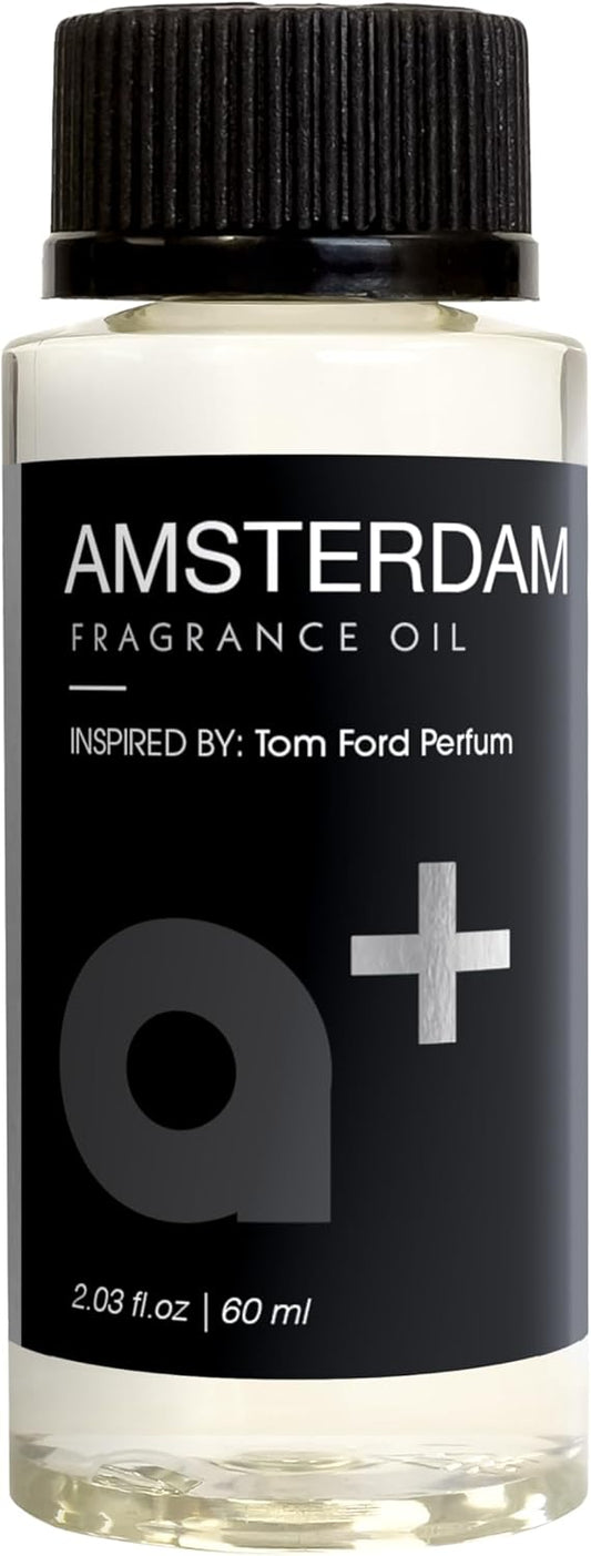 Aromar+ Fragrance Oil – Amsterdam-Inspired by Luxury Hotel Scent Experience with Leather, Woody Spice – for Waterless Diffusers – Long-Lasting Aroma – 60mL