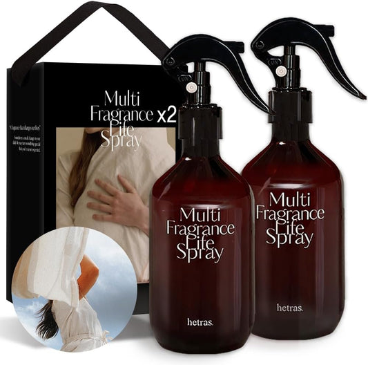 hetras Multi Fragrance Life Spray 10.14 fl oz x 2 Pack | Pure Laundry - Fresh & Warm Scent | Non-Aerosol Odor Freshener Room Mist for Room, Closet, Fabric | Infused with Essential Oils