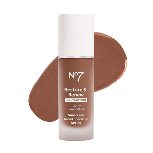 NO.7 No7 Restore & Renew Multi Action Serum Foundation - Cedar Liquid Makeup with Vitamin C, E Collagen for Face Beauty Skin Formula Medium Coverage (30ml) 1 Fl Oz 0.16 pounds