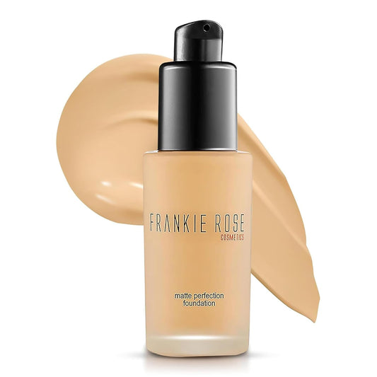 Frankie Rose Cosmetics Matte Perfection Foundation Makeup – Long-Lasting, Hydrating Foundation for Semi-Matte Finish - Foundation Full Coverage for All Skin Types - (Bare) 1.0 US fl oz / 30 ml